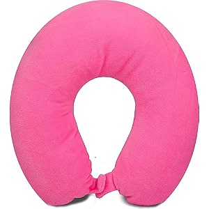 unisex u shape micro fiber neck rest comfortable travel neck pillow for men women - pink