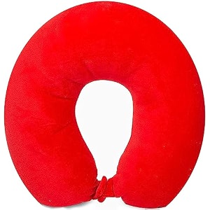 unisex u shape micro fiber neck rest comfortable travel neck pillow for men women - red