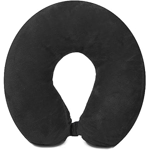 unisex u shape micro fiber neck rest comfortable travel neck pillow for men women - black