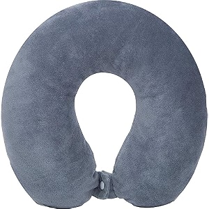unisex u shape micro fiber neck rest comfortable travel neck pillow for men women - grey