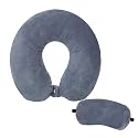 Velvet Neck Pillow Eye Mask - Combo Airline Travel Neck Pillow Sleeping Pillow (Grey)
