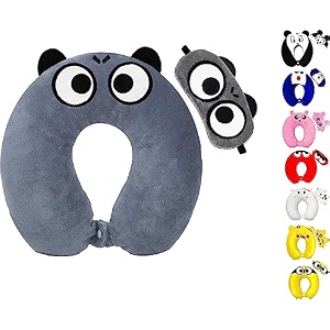velvet super soft cute cartoon neck pillow amp sleeping eye mask combo for men amp women grey