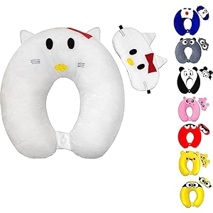 velvet super soft cute cartoon neck pillow amp sleeping eye mask combo for men amp women white