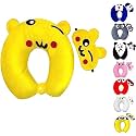 Velvet Super Soft Cute Cartoon Neck Pillow &amp; Sleeping Eye Mask Combo for Men &amp; Women (Yellow)
