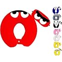 Velvet Super Soft Cute Cartoon Neck Pillow &amp; Sleeping Eye Mask Combo for Men &amp; Women (Red)