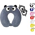 Velvet Super Soft Cute Cartoon Neck Pillow &amp; Sleeping Eye Mask Combo for Men &amp; Women (Grey)