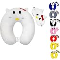 Velvet Super Soft Cute Cartoon Neck Pillow &amp; Sleeping Eye Mask Combo for Men &amp; Women (White)