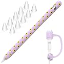 NIUTRENDZ Sunflower Case for Apple Pencil 1st Generation Case Cover Silicone Protective Sleeve Accessories with Apple Pencil Tips Cover & Cable Adapter Tether (Purple)