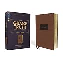 NIV, The Grace and Truth Study Bible (Trustworthy and Practical Insights), Large Print, Leathersoft, Brown, Red Letter, Comfort Print