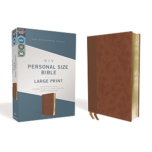 niv personal size bible large print leathersoft brown red letter edition comfort print