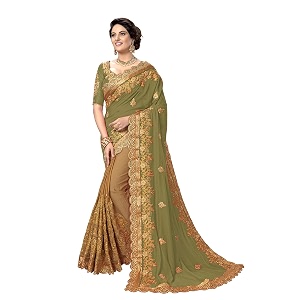 Nivah Fashion Womens Silk Heavy-Embroidery work sari