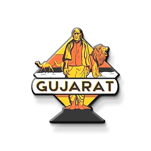 nivara indian state theme souvenir wooden fridge magnet for refrigerator-set of 1 multicolor