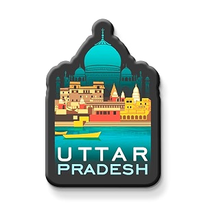 nivara indian state theme souvenir wooden fridge magnet for refrigerator-set of 1 multicolor
