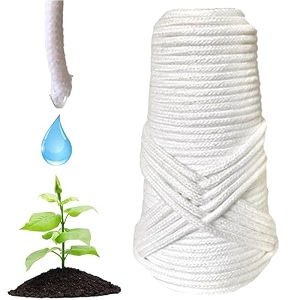 pro - plants automatic drip watering wick cord spike for 15-30 days holidayhydroponic nft string rope 15 inch white 5 mm 120 feet
