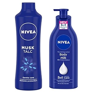 nivea body lotion for very dry skin 600 ml amp nivea talcum powder for men amp women musk 400 g