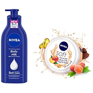 nivea body lotion for very dry skin 600 ml amp nivea soft playful peach light moisturizer cream for face hands and body instant hydration non-greasy cream with vitamin e amp jojoba oil 200 ml