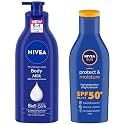 NIVEA Body Lotion for Very Dry Skin, 600 ml &amp; NIVEA Sun Lotion, SPF 50, with UVA &amp; UVB Protection, Water Resistant Sunscreen for Men &amp; Women, 75 ml