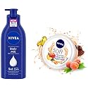 NIVEA Body Lotion for Very Dry Skin, 600 ml &amp; NIVEA Soft Playful Peach, Light Moisturizer Cream for Face, Hands and Body, Instant Hydration, Non-Greasy Cream with Vitamin E &amp; Jojoba Oil 200 ml