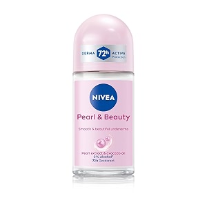 NIVEA Pearl and Beauty 50ml Deo Underarm Roll On | With Pearl Extracts & Avocado Oil | 72 H Long Lasting Floral Scent | 0% Alcohol and Dermat Approved