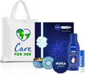 NIVEA Gift Set with Cocoa Body Lotion, Lip Balm, Scented Candle, Creme, Tote Bag Combo (5 Items in the set)