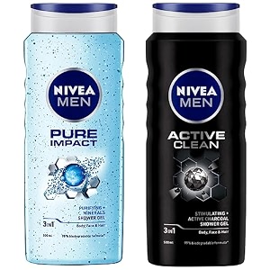 nivea men body wash active clean with active charcoal shower gel for body face amp hair 500 ml amp men body wash 500 ml