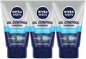 Nivea Men MEN Oil Control Charcoal , 100ml (Pack of 3) Face Wash