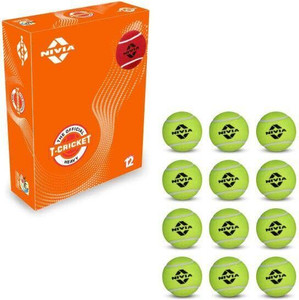 nivia cricket tennis ball light weight pack of 12 balls cricket tennis ball