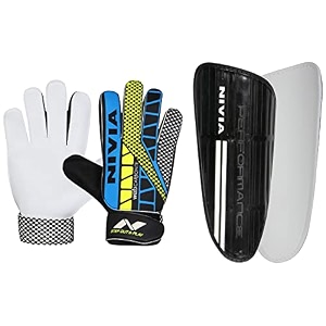 nivia web 898 latex goalkeeper gloves multicolour sg-806 performance football shin guard black medium combo
