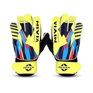 nivia carbonite web goalkeeper gloves for menamp women allweather durable grippy latex palm with pvc backhand amp secure pvc strap multicolormedium