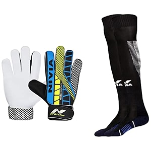 nivia web 898 latex goalkeeper gloves multicolour soccer stockings pp medium navy blue combo