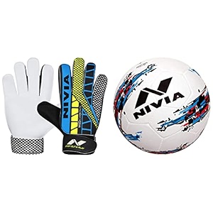 nivia web fb gkeeper glove double m storm football - size 5 white rubber