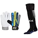 Nivia Web 898 Latex Goalkeeper Gloves (Multicolour) Soccer Stockings PP Medium, (Navy Blue) Combo