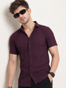 NIVICK Men Self Design Casual Purple Shirt