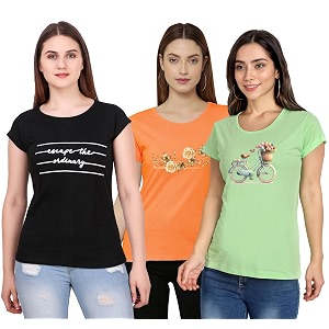 NIVIK Combo of 3 Printed Cotton t-Shirts