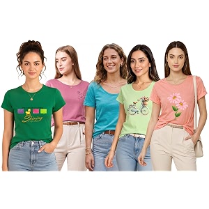 nivik cotton t-shirts for summer  printed cotton tops amp t-shirts combo of 5 tops for women amp girls