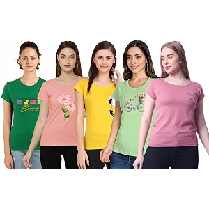 nivik cotton t-shirts for summer  printed cotton tops amp t-shirts combo of 5 tops for women amp girls