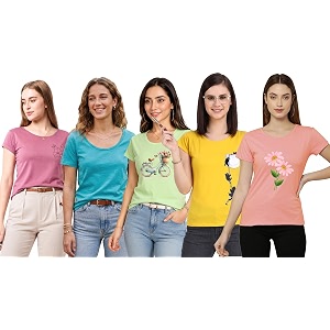 nivik cotton t-shirts for summer  printed cotton tops amp t-shirts combo of 5 tops for women amp girls
