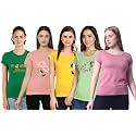 NIVIK Cotton T-Shirts for Summer | Printed, Cotton Tops &amp; T-Shirts. Combo of 5 Tops for Women &amp; Girls