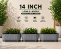 NIVZO 14 Inch GREY Plastic Long Planter