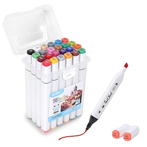 niwlix dual tip art markers double 24 colours tipped chisel amp fine tipe marker pens for kids adult beginners art class alcohol markers for painting sketching drawing colouring