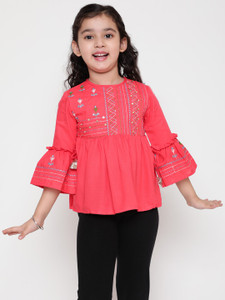 niya girls casual rayon a-line top red pack of 1