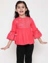 Niya Girls Casual Rayon A-line Top (Red, Pack of 1)