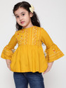 Niya Girls Party Rayon A-line Top (Yellow, Pack of 1)