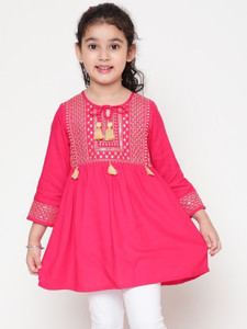 niya girls casual rayon top pink pack of 1