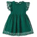 Niyage Toddler Girls Elegant Lace Pom Pom Flutter Sleeve Party Princess Dress