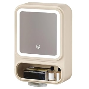 niyam makeup organiser storage box for countertop cosmetics skincare and beauty case with clear led display for easy visibility and drawers for vanity dresser retro lipstick holder mirror box