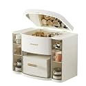 Niyam Ratro Makeup Organiser Storage Box with LED Mirror for Cosmetics Skincare and Beauty Case for Easy Visibility and Drawers for Vanity, Dresser Retro Lipstick Holder