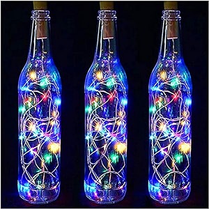 20 led wine bottle cork copper wire string lights 2m battery operated for diwali christmas decoration party garden outdoor dcormulticolor pack of 3