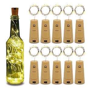 20 led wine bottle cork copper wire string lights 2m battery operated for diwali christmas decoration party garden outdoor dcorwarm white pack of 10