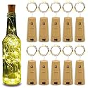 20 LED Wine Bottle Cork Copper Wire String Lights, 2M Battery Operated (Warm White, Pack of 2,Battery Powered,Corner)